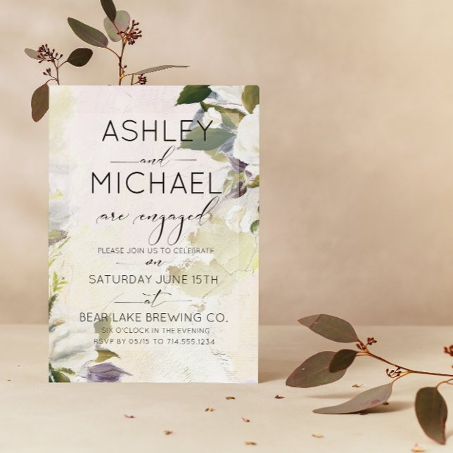 Invitation Marsala Huile Typographie Engagement Partie Invita (Engaged & Excited! Join Us for the Party 🥂💍 [Personalize Here])