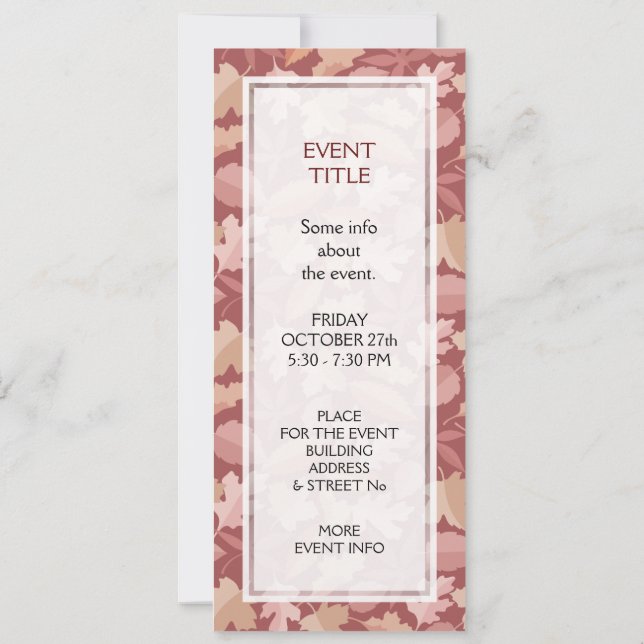 Invitation Marsala motif feuille (Dos)