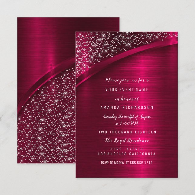 Invitation Marsala Parties scintillant Fête des mariées Anniv (Devant / Derrière)