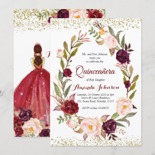 Invitation Marsala Princess Quinceañera espagnole