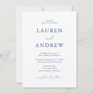 Invitation Marseille Bleu Simple Minimaliste 3 Mariage