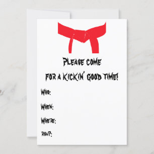 Invitation Martial Arts Red Belt Anniversaire de la fête Invi