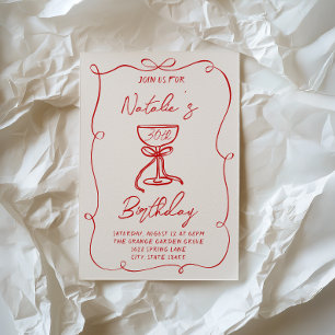 Invitation Martini à la main rouge bow 30e 50e 40e anniversai