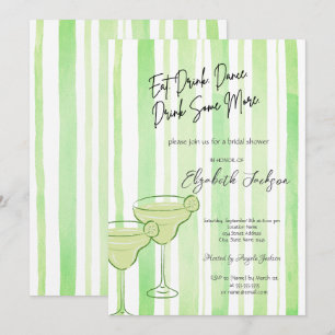 Invitation Martini Aquarelle Rayures Vertes Enterrement de Vi