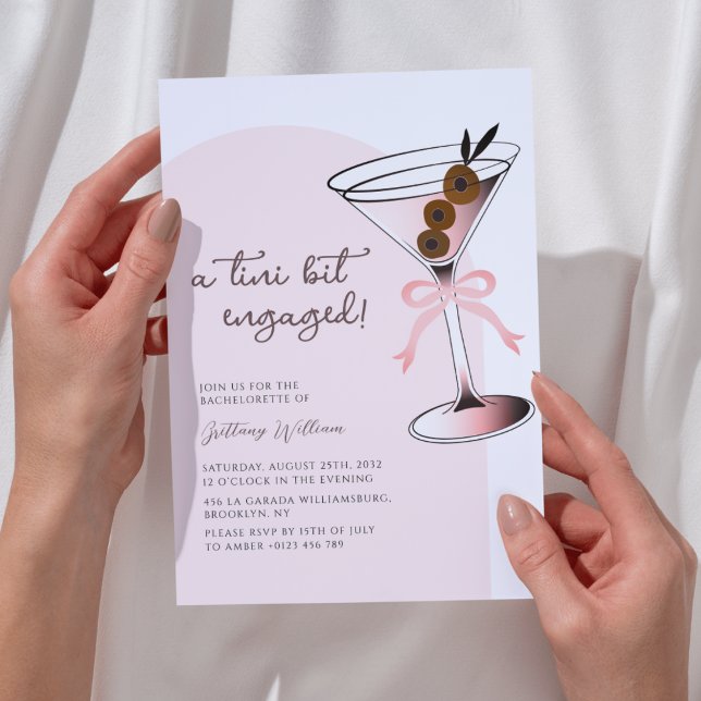 Invitation Martini bit engagé Martini Pink Bachelorette (Créateur téléchargé)