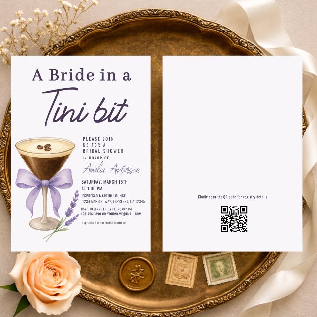Invitation Martini Bride in a Tini Bit QR Code Bridal Shower (Créateur téléchargé)