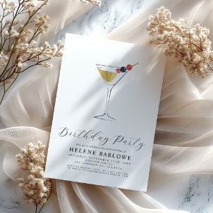 Invitation Martini Cocktail Élégant minimaliste Anniversaire