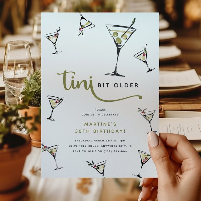 Invitation Martini Cocktail 'Tini Bit Older' Adulte Anniversa (Créateur téléchargé)