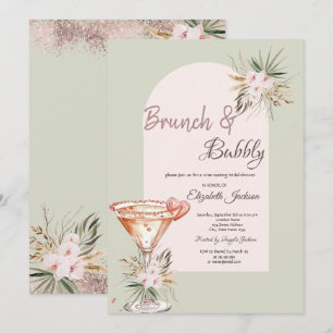 Invitation Martini Cœur Bohème Fleurs Brunch & Bulles