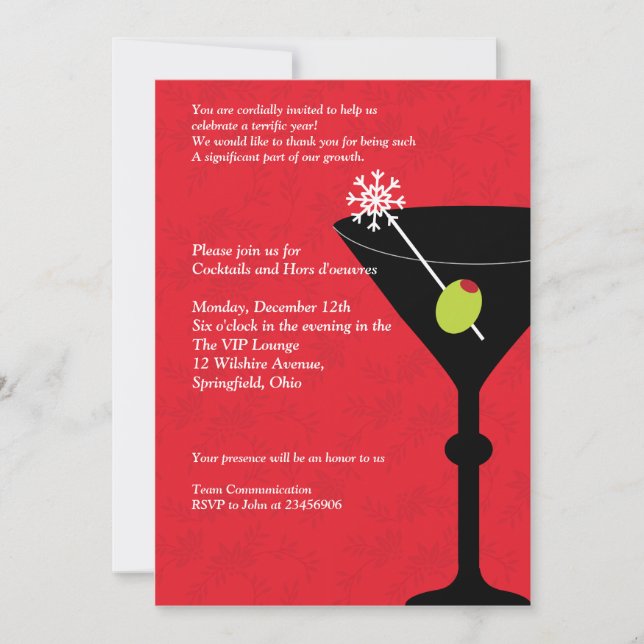 Invitation Martini de Noël & Merriment - Fête de l'entreprise (Devant)