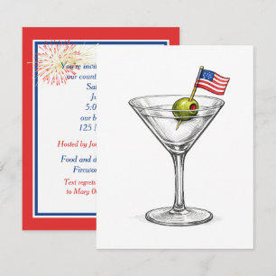 Invitation Martini du 4 juillet avec drapeau américain