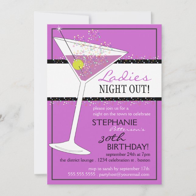 Invitation Martini fête d'anniversaire Dames Night Out (Devant)
