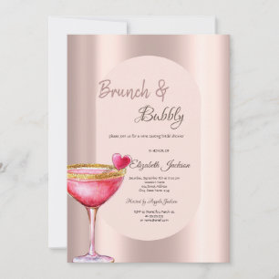 Invitation Martini Lecteurs Coeur de verre Fleurs Rose Or