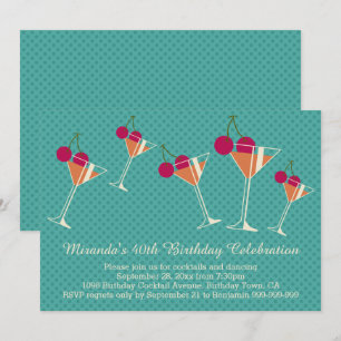Invitation Martini moderne Cocktail 40e anniversaire