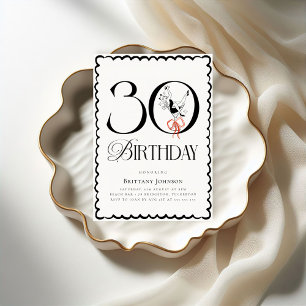 Invitation Martini noir et blanc 30e anniversaire