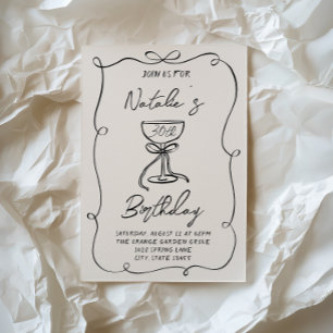 Invitation Martini noir et blanc à la main 30e anniversaire