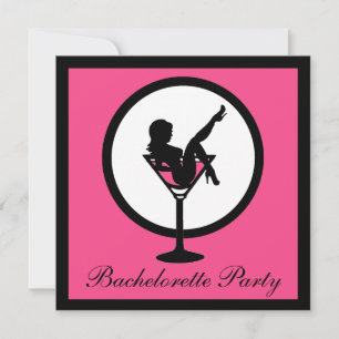Invitation Martini noir rose fille en verre bachelorette invi