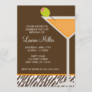 Invitation Martini orange et zèbre