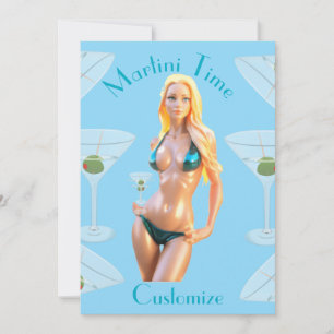 Invitation Martini time Bikini Babe Thunder_Cove