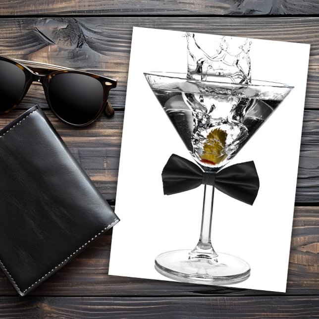 Invitation Martini Verre Signifie N'Importe Quel Nombre Anniv (Martini invitation with bow tie and occasion invitation. All text can be changed as needed.)