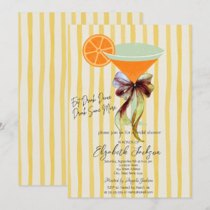 Invitation Martini Yellow Stripes Bow Bridal Shower