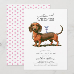 Invitation Martinis et Weenies Fête des mariées Dachshund