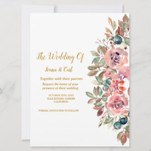 Invitation MARY Rose couleur d'eau Emerald Mariage vert