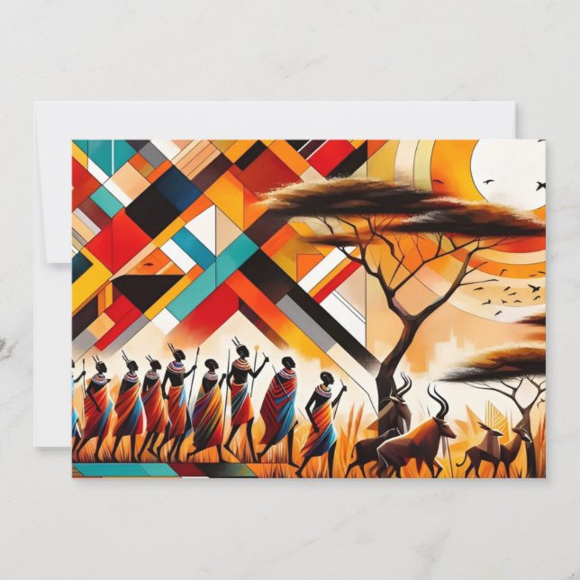 Invitation Masaï d'art africain Abstrait géométrique (Devant)