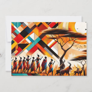 Invitation Masaï d'art africain Abstrait géométrique