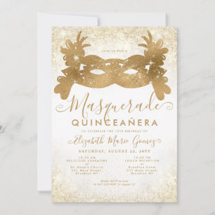 Invitation Mascarade classique Masque Parties scintillant or