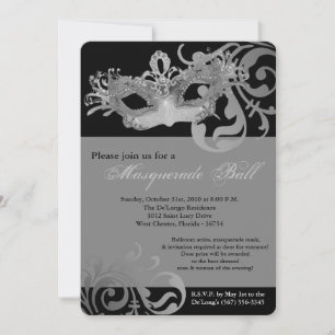 Invitation Mascarade d'argent masqué costume de bal Halloween