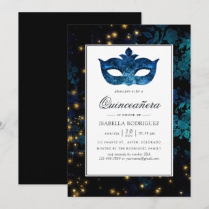Invitation Mascarade de minuit en damas Quinceañera