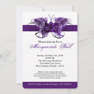 Invitation Mascarade de papillon violet costume Mascarade Hal