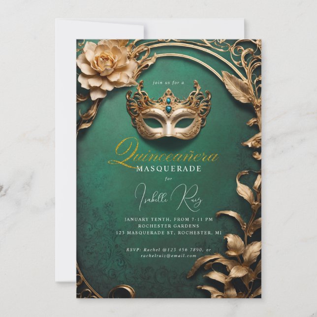 Invitation Mascarade de Quinceañera (Devant)