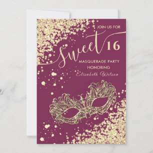 Invitation Mascarade diamant luxe or doux 16
