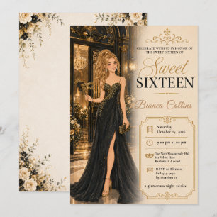 Invitation Mascarade Glamour pour les Seize Ans