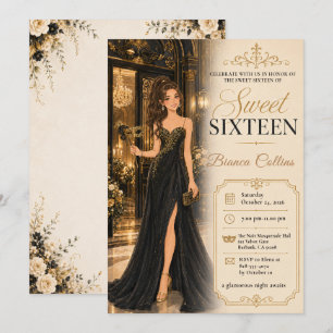 Invitation Mascarade Glamour pour les Seize Ans