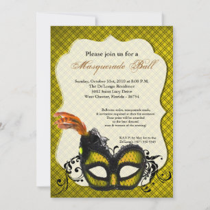 Invitation Mascarade Jaune Mascarade Masque Costume de bal Ha