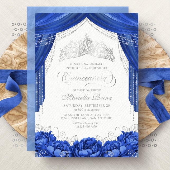 Invitation Mascarade Mascarade Royal Blue Quinceanera (Créateur téléchargé)