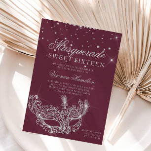 Invitation Mascarade masque argent parties scintillant scinti