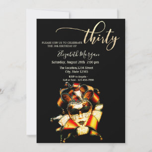 Invitation Mascarade, Masque Black 30e Anniversaire