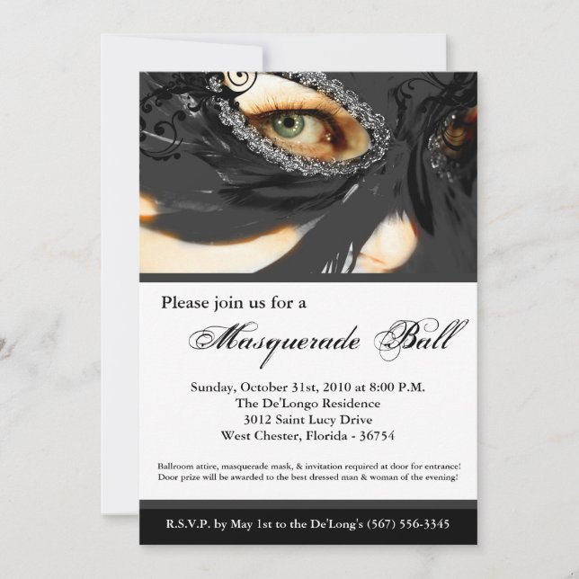 Invitation Mascarade noire Mascarade Masque Costume de bal Ha (Devant)