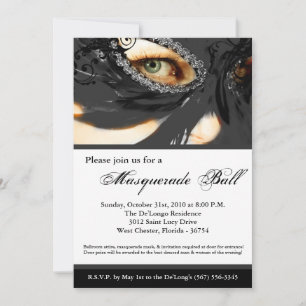 Invitation Mascarade noire Mascarade Masque Costume de bal Ha