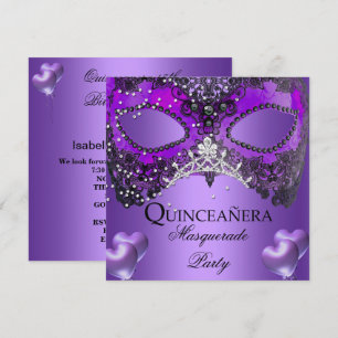 Invitation Mascarade Quinceanera 15 Violet Anniversaire