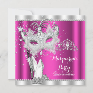 Invitation Mascarade rose riche Mascarade Quinceanera Masque 