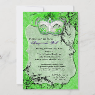 Invitation Mascarade verte Mascarade Masque costume Halloween