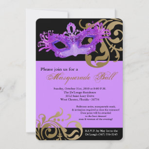 Invitation Mascarade violet mascarade costume de bal Hallowee