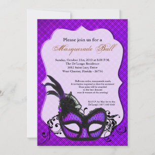 Invitation Mascarade violet mascarade costume de bal Hallowee