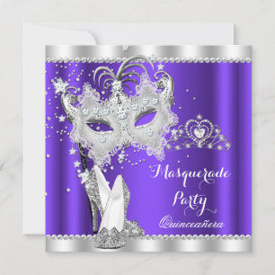 Invitation Mascarade violet Mascarade Quinceanera Masque Hi T
