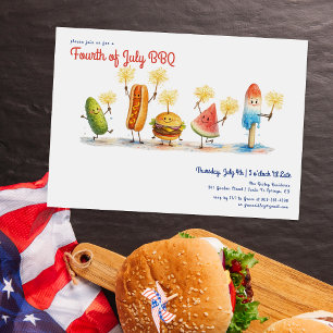 Invitation Mascottes de BBQ du 4 juillet   Jour de l'Indépend